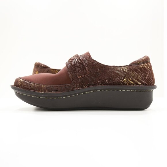 Alegria Dena Brown Leather & Fabric Dream Fit Comfort Clogs - 10/EU 40 - Picture 5 of 7